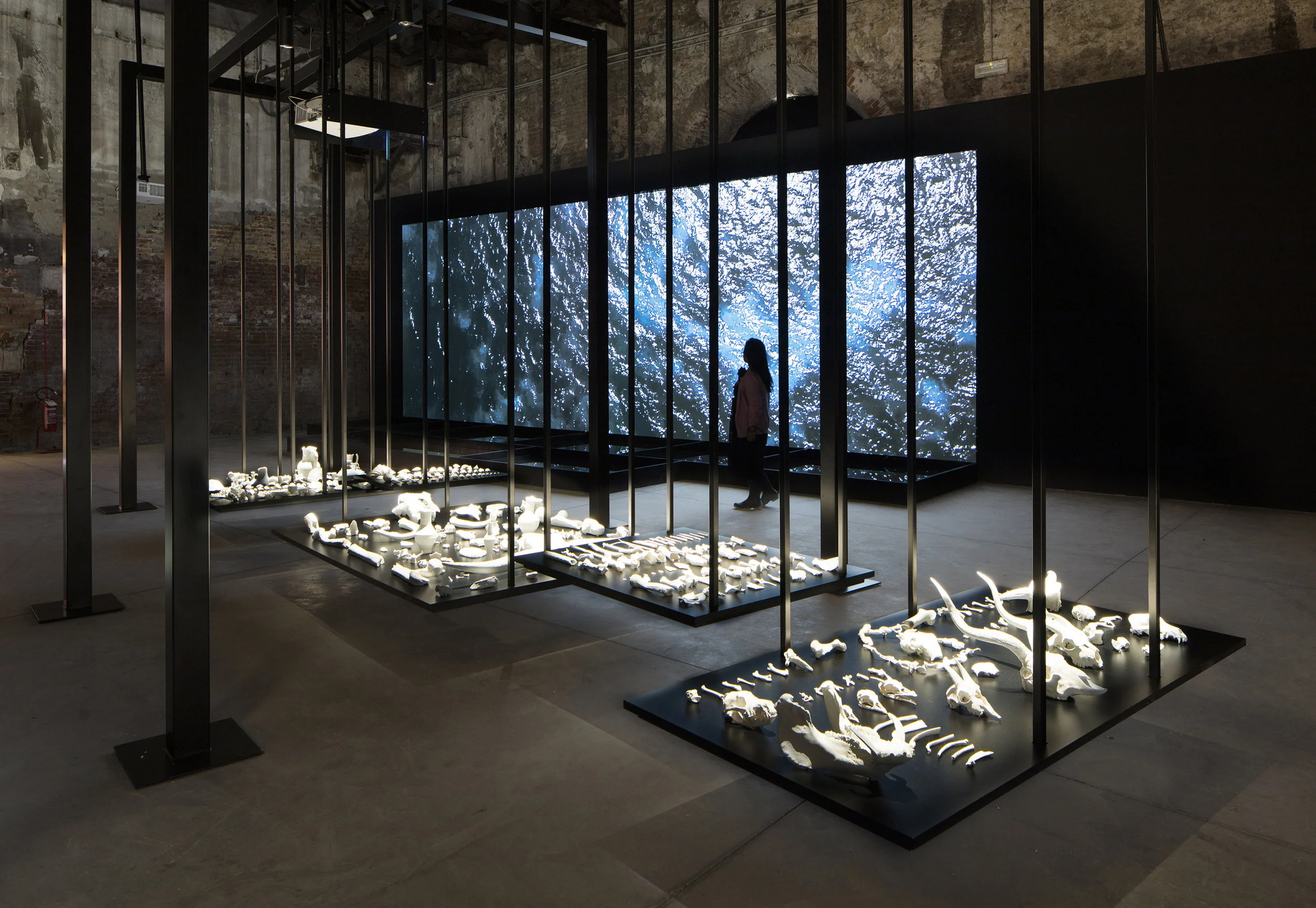 OUTLAND, video, audio, voice, wood and water installation, Malta Pavilion, Venice Art Biennale, 2019 (photography: David Levene)