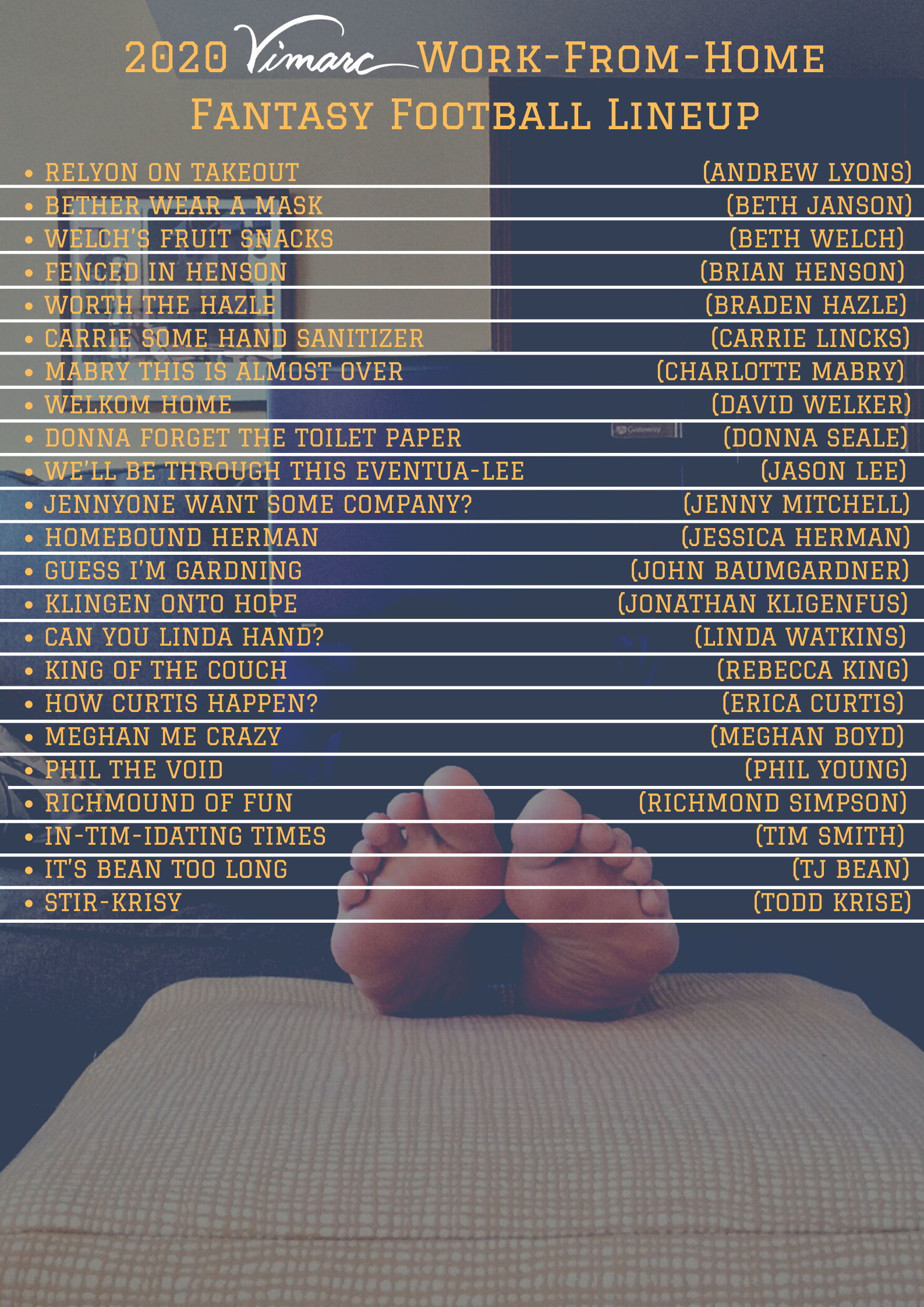 Funny Fantasy Football Names Work From Home Edition Vimarc Louisville Kentucky Advertising Agency