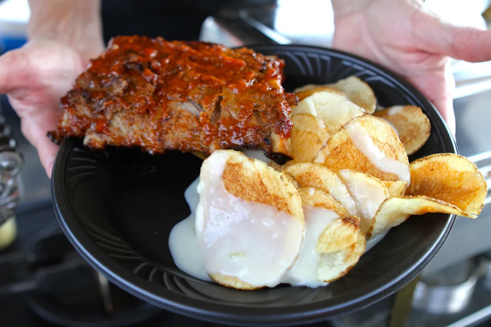J Gilb baby back ribs and bleu cheese potato chips.jpg