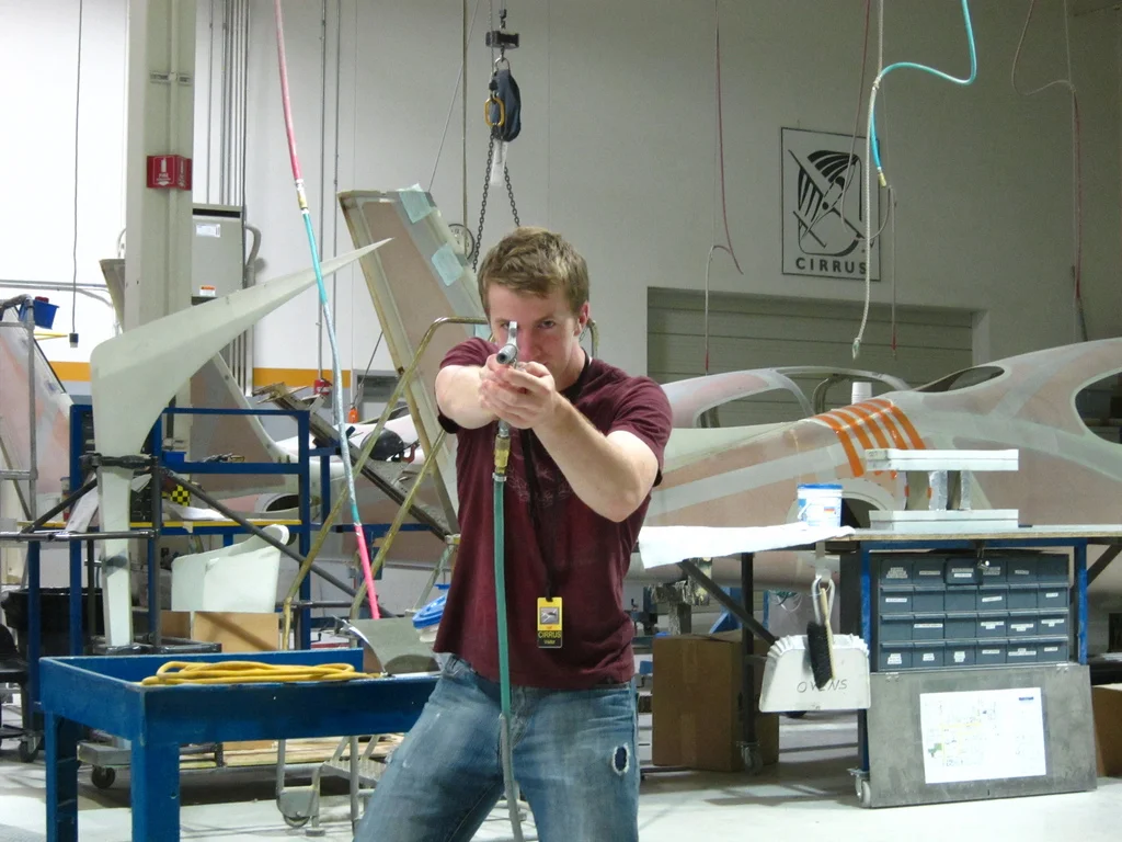 Mark Newcomb showing off the air gun at Cirrus