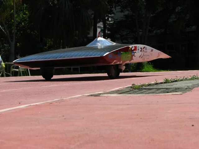 The team tests the car out of the track.