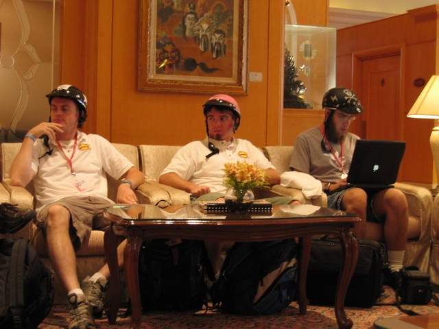 The drivers prepare for the long day ahead.