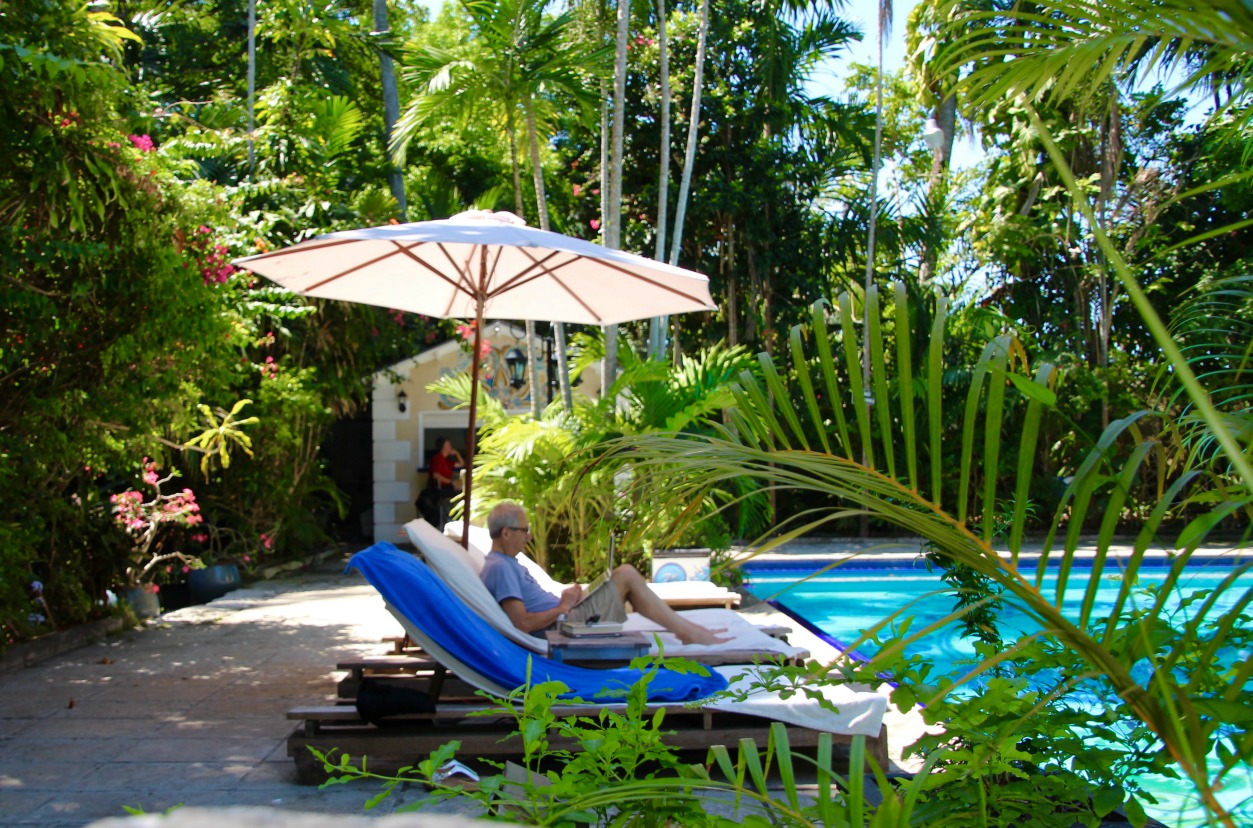 The gorgeous pool area at Greycliff. No ocean view but we will take it.