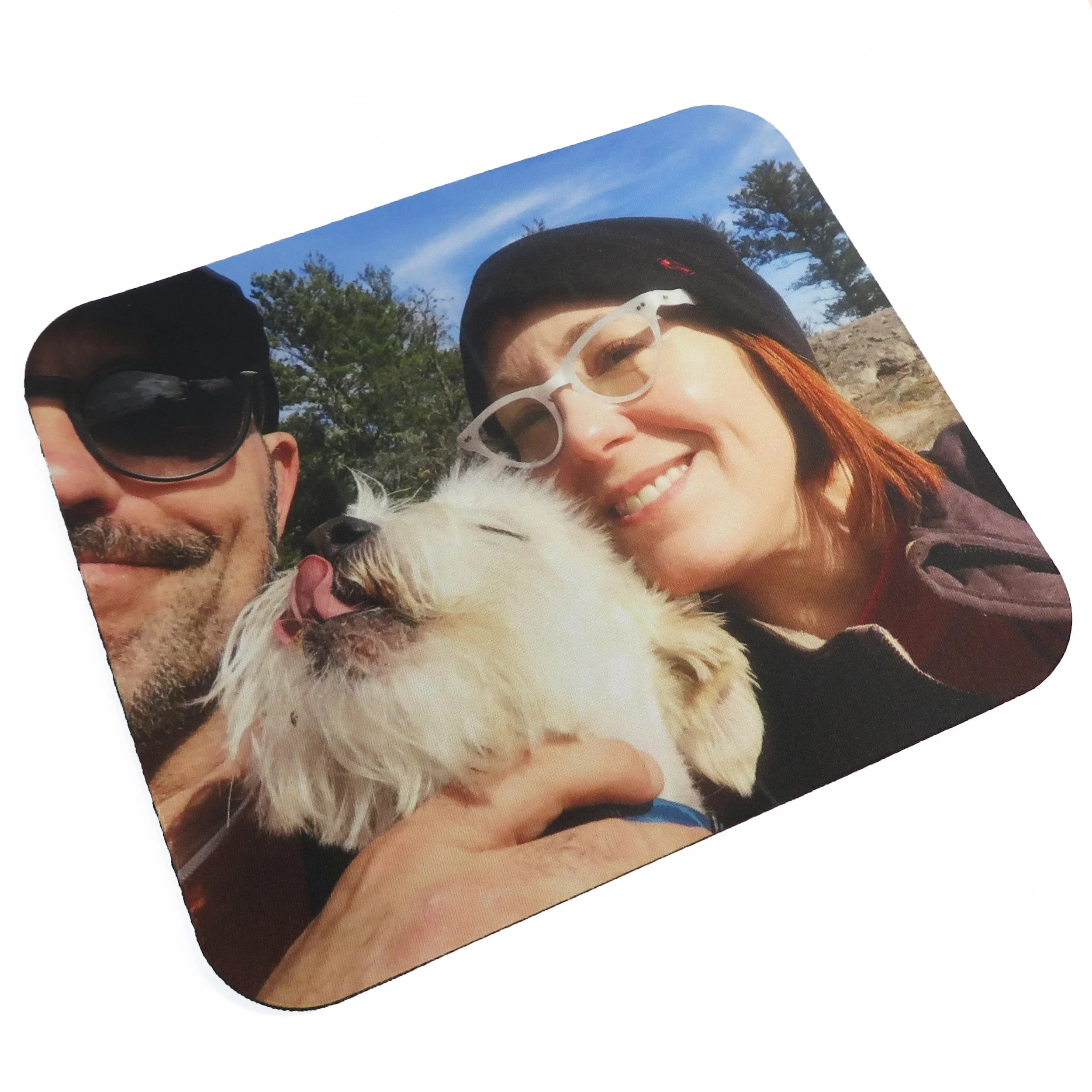 close up of a mouse pad with a sublimated photograph