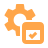 orange gear and check icon