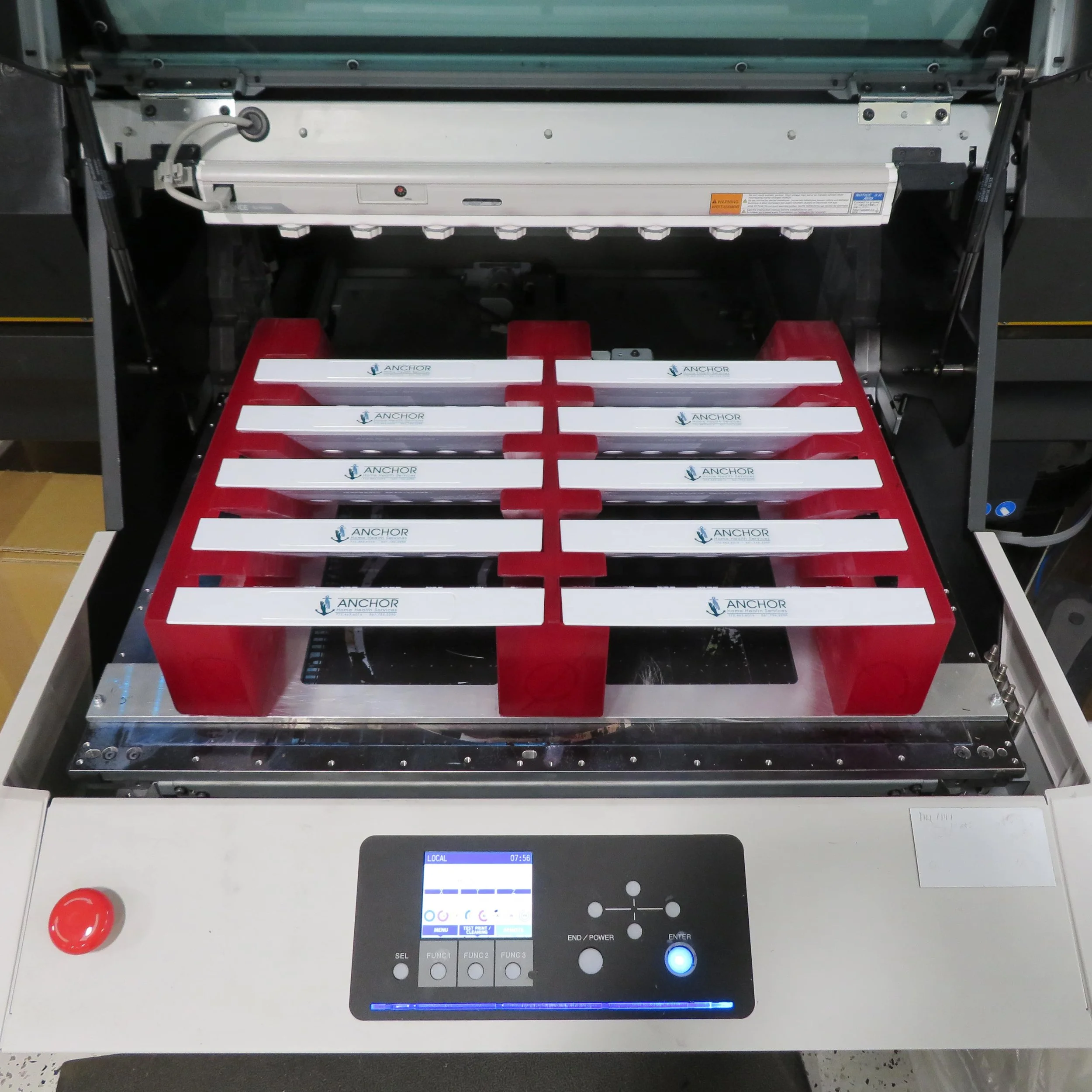 close up of digitally printed logos on a medical tray