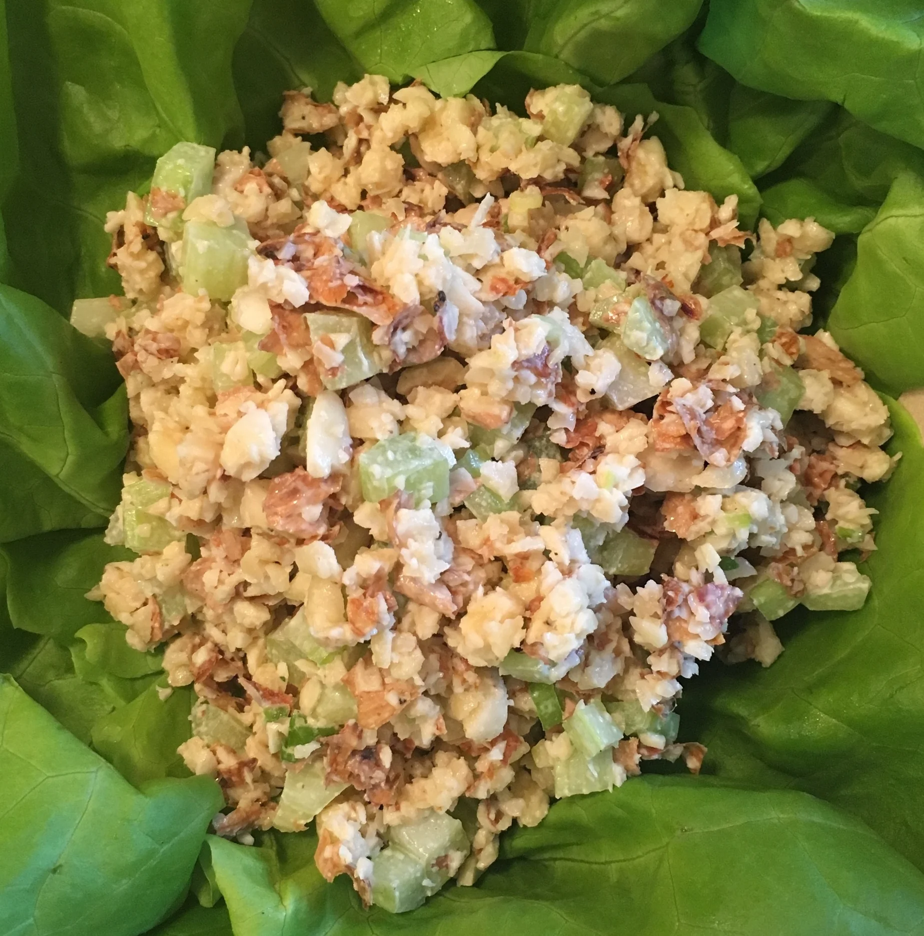Vegan "Tuna" Salad Over a Bed of Cup Butter Lettuce