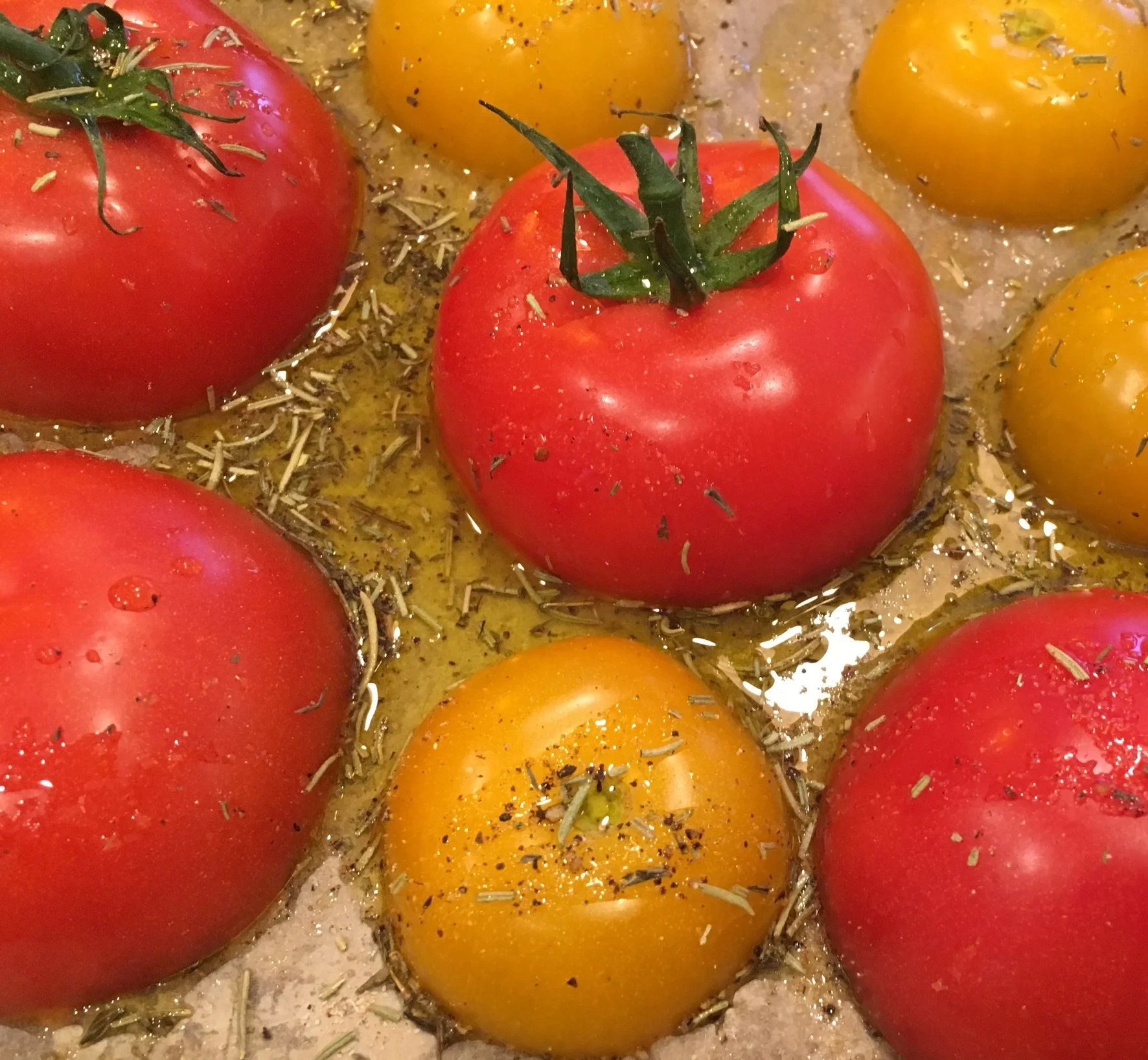 Herbed Vine Ripened Tomatoes Ready For Roasting