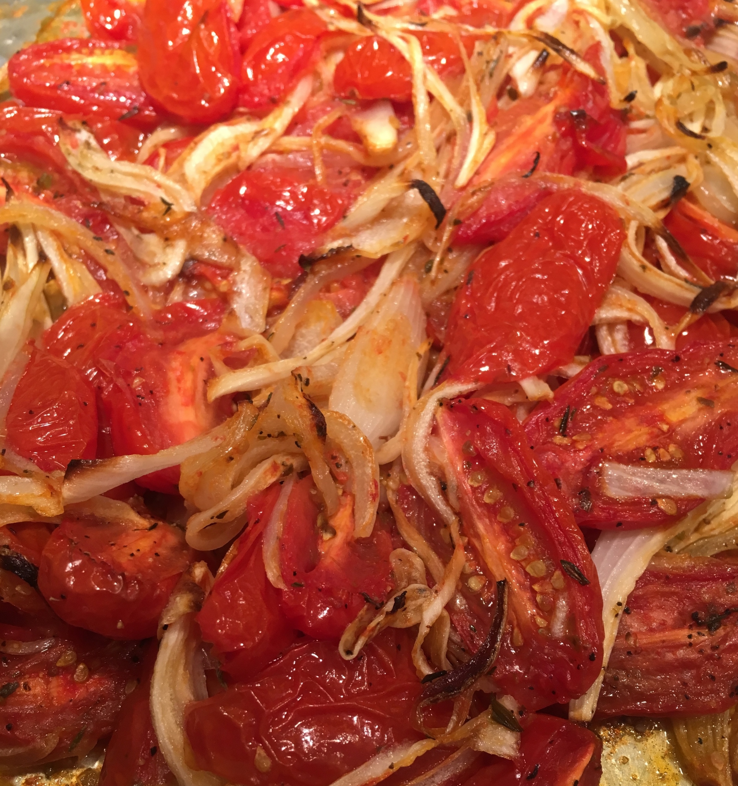 Roasted Red Onions and Tomatoes