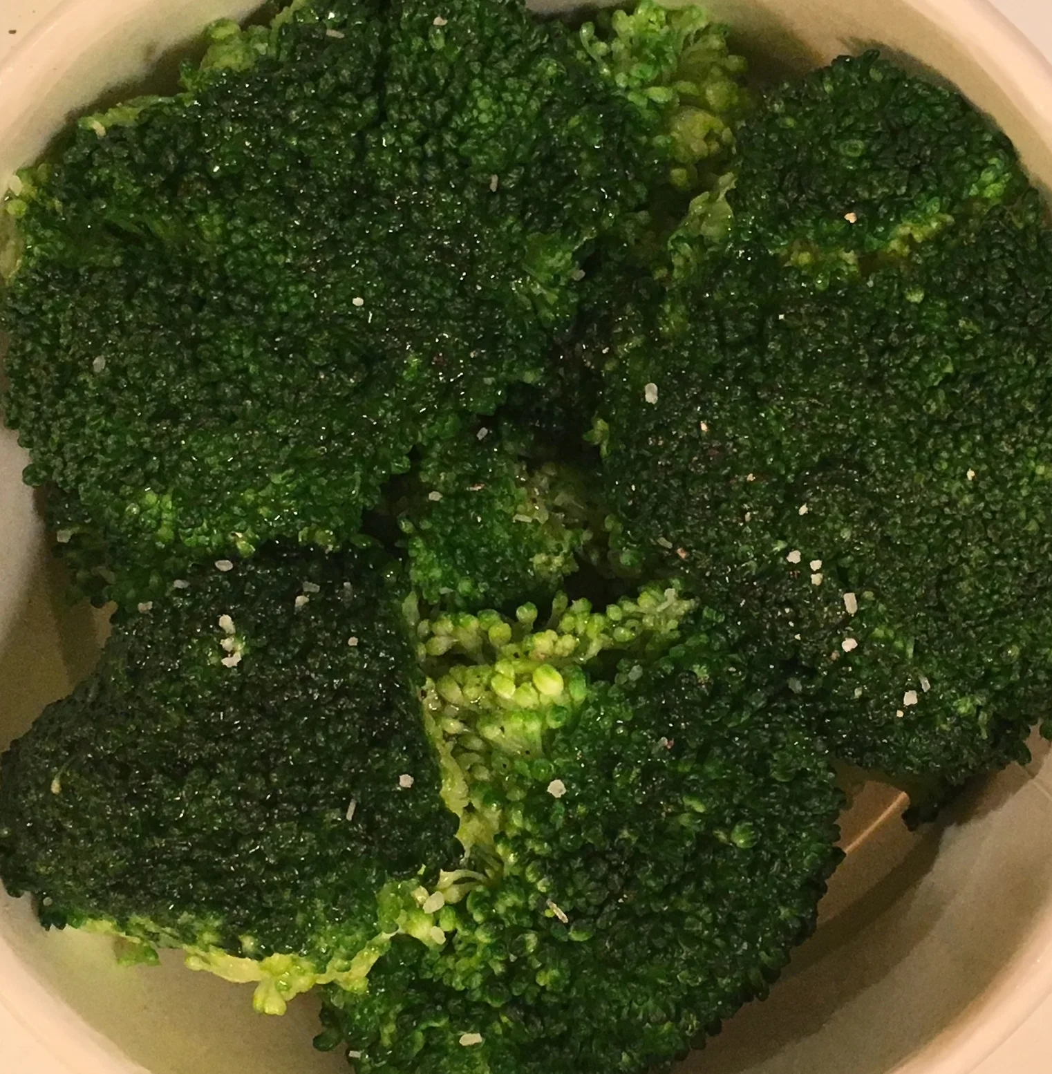 Brocolli with Olive Oil, Sea Salt and Cracked Pepper