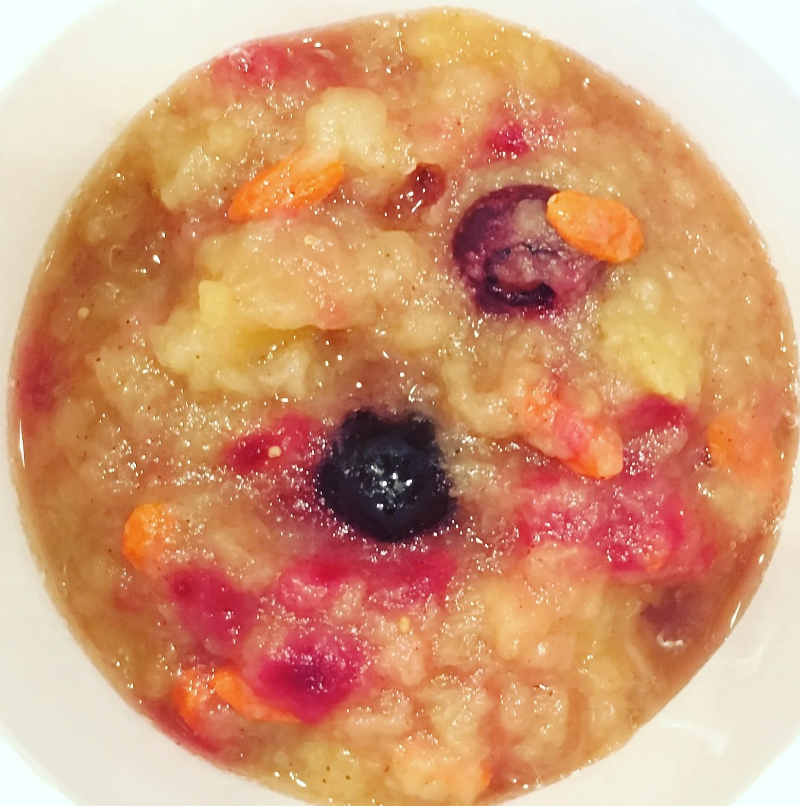 Aple Sauce with Blueberries, Goji Berries and Cinnamon