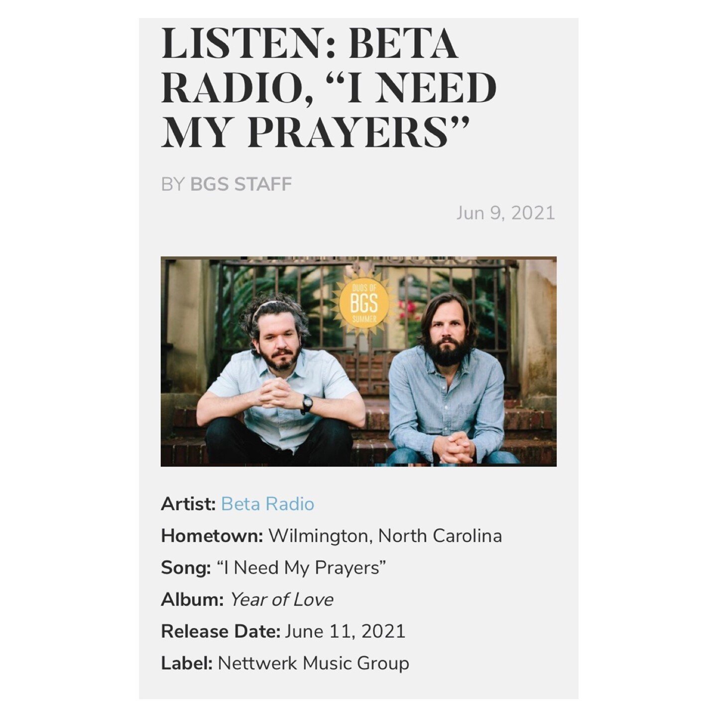 🚨***BR news update!!***🚨

New songs and full album release this Friday!!! Thank&rsquo;s to @thebluegrasssituation for premiering &ldquo;I Need My Prayers&rdquo;, you&rsquo;ll find the link to listen in our bio! Here&rsquo;s some words about it&hell