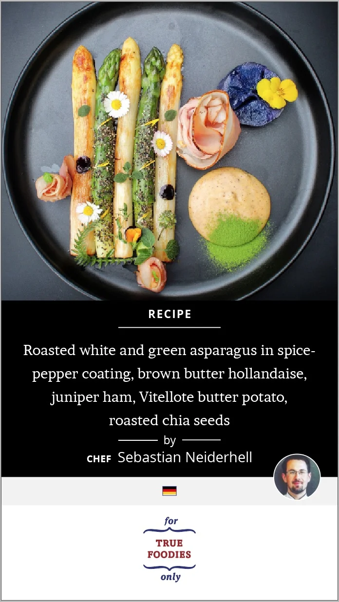 Roasted white and green asparagus