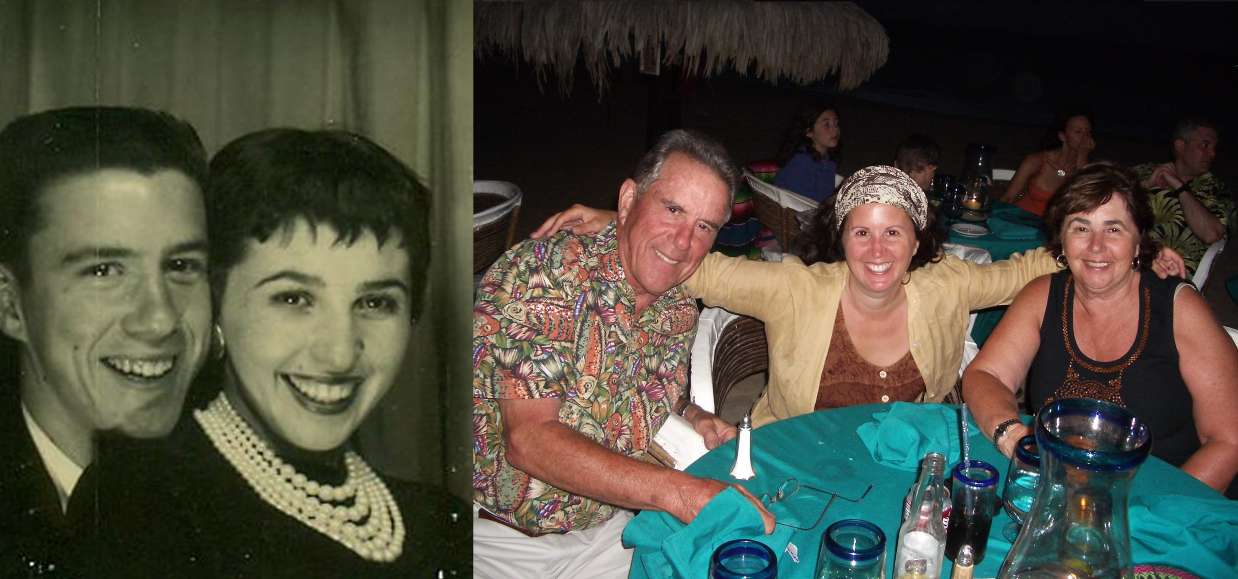 Bob and Diane Martin in 1958, and with Gina in 2006.