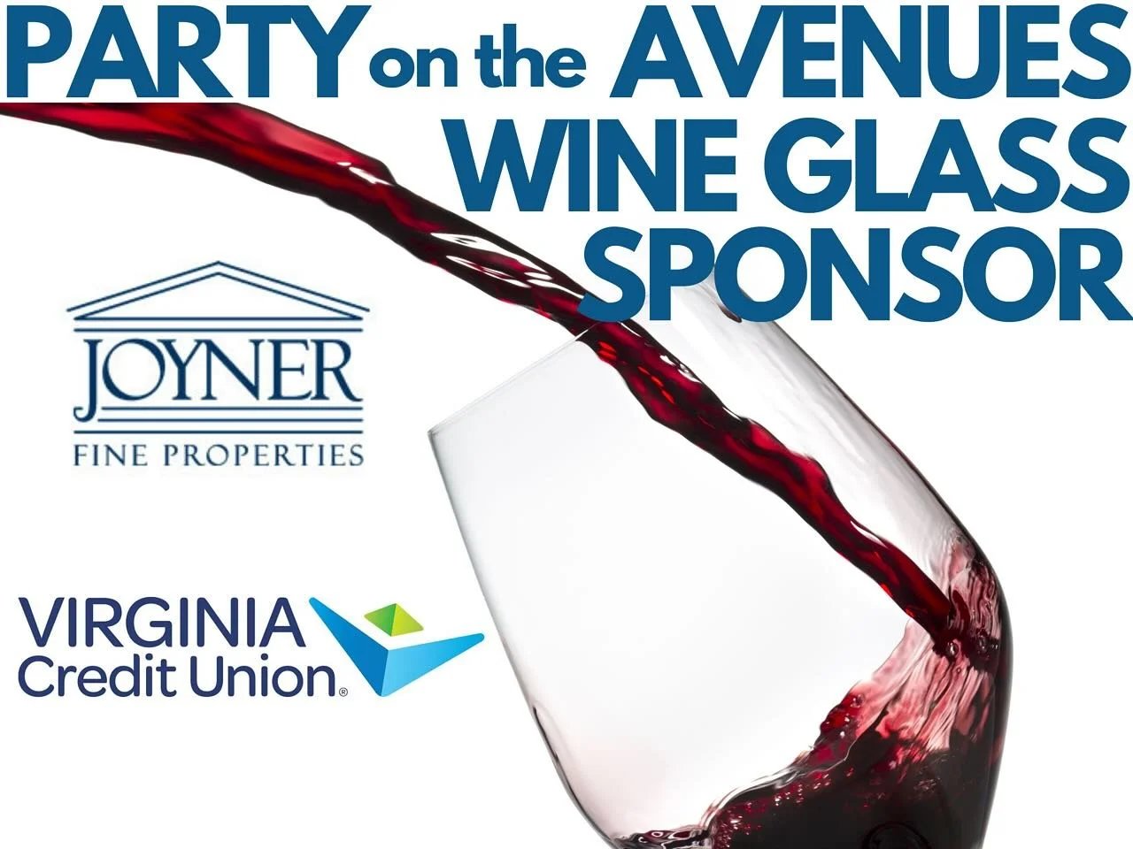 Cheers to our Party on the Avenues wine glass sponsor - @joynerfp @virginiacreditunion. 🍷 Thank you for your support of our Westhampton Community. 

We will have a great selection of wines from @libbie.market and Specialty Wines from @barrelthief

#