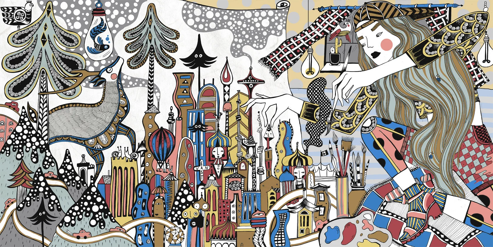 ECUAD 90th birthday colouring book by Ola Volo