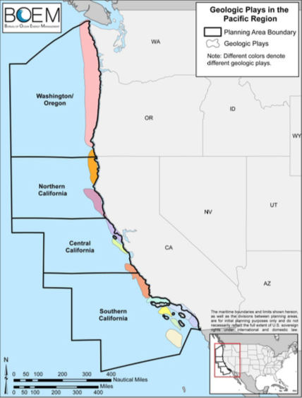 Figure 1. Geologic plays in the Pacific Region. Source: Bureau of Ocean Energy Management.