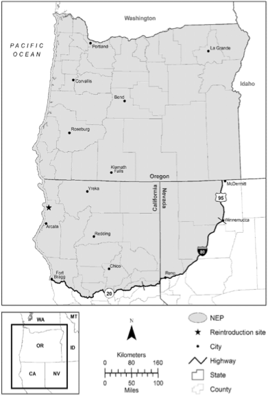 Fig. 5. The boundaries of the nonessential experimental population of California condors in the Pacific Northwest . Source: US Fish and Wildlife Service .
