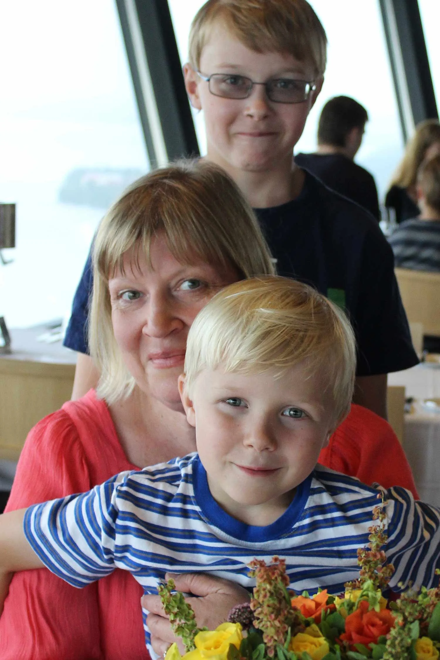 Susanna Hemphill, owner and trainer, with her sons