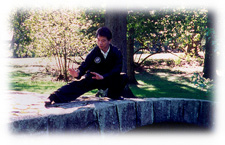 Sifu Calvin Chin practicing Snake Creeps Down posture