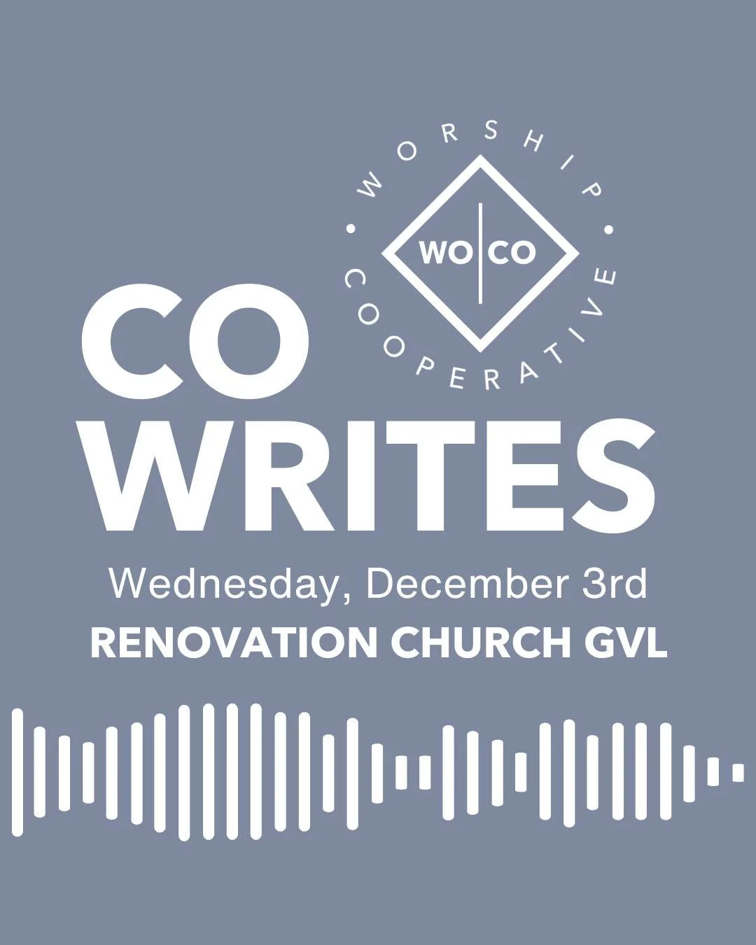 Co-Writes Tomorrow!
We&rsquo;re gathering worship pastors, songwriters, and creatives from across the Upstate to write songs together&mdash;because unity builds the Church, and collaboration creates space for Jesus to be known.

If you&rsquo;re hungr