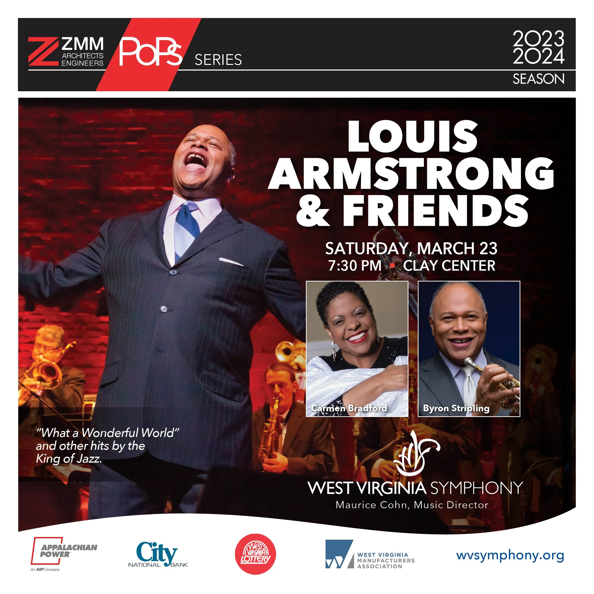 West Virginia Symphony presents Louis Armstrong &amp; Friends on March 23-24  in Charleston, Parkersburg