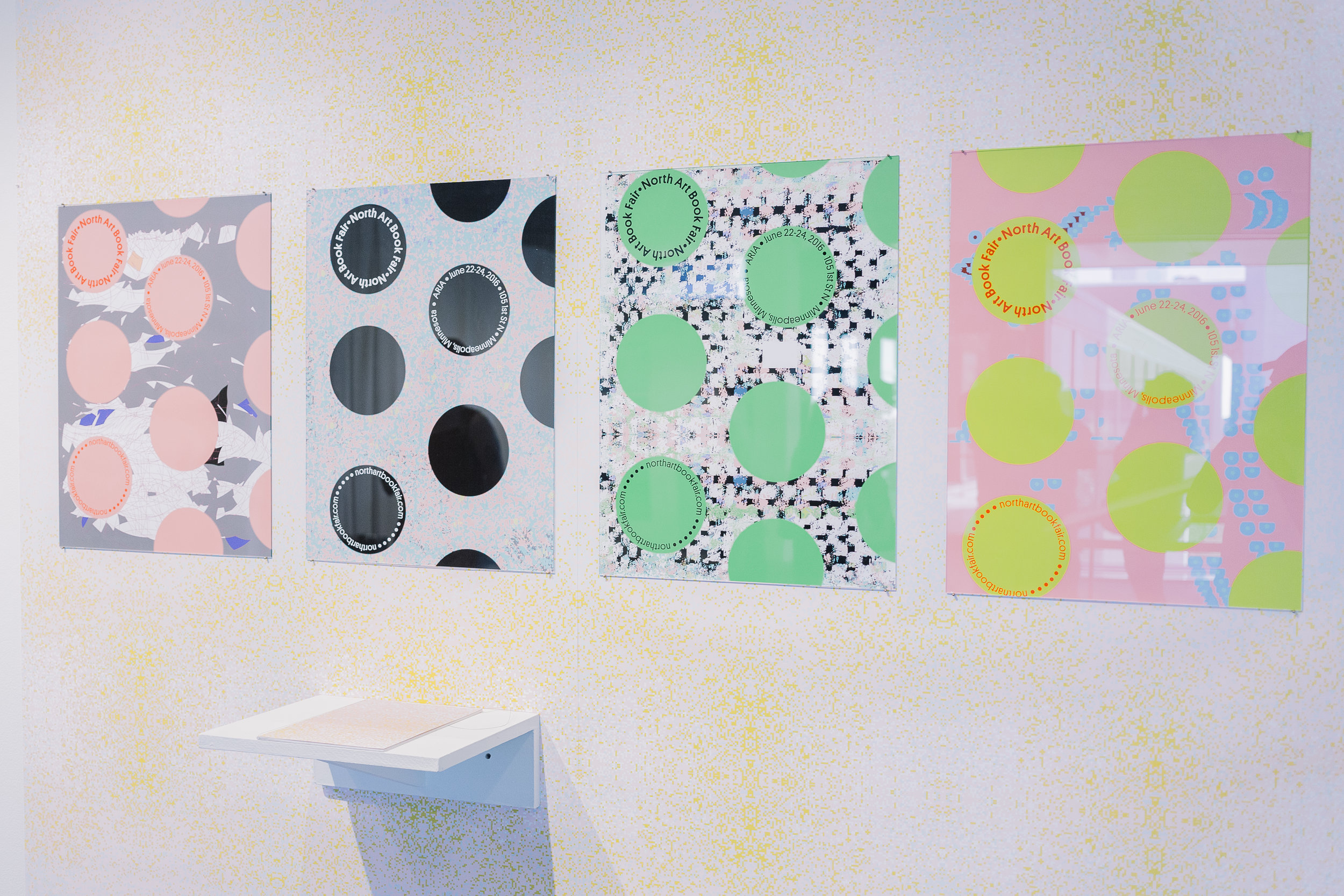 Identity for fictional book fair with custom wall paper.