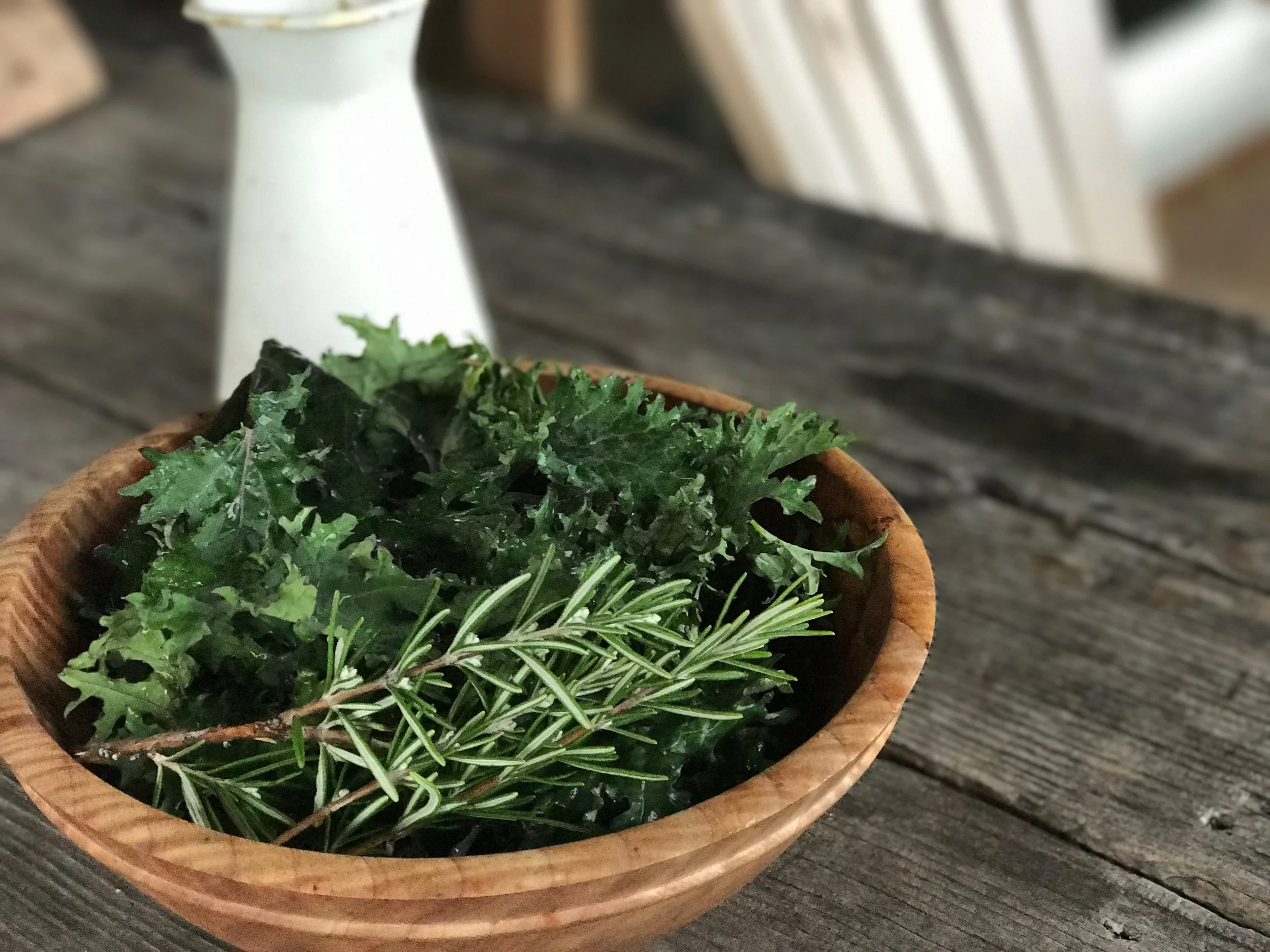 Fresh herbs and greens from the garden