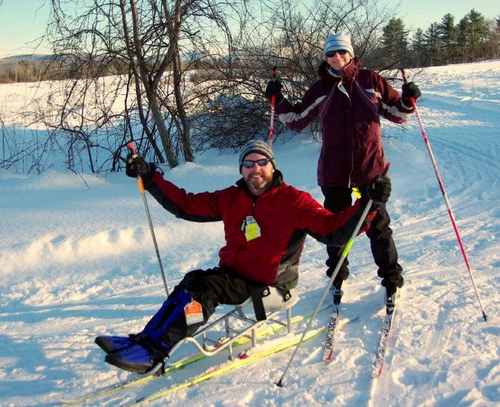Patrick Standen cross country skiing on a sit ski