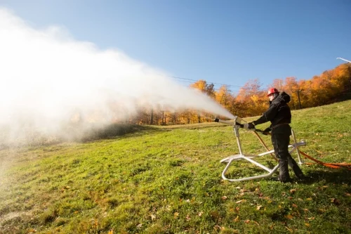 Killington starts to make snow when the grass is still green!