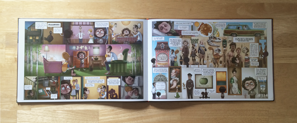 Did I mention this book was big? Like, really big. Each page is 11" x 17", which means that when it's open this book is 11" x 34". That's like a horizon. Or the waistline of a fat horse.