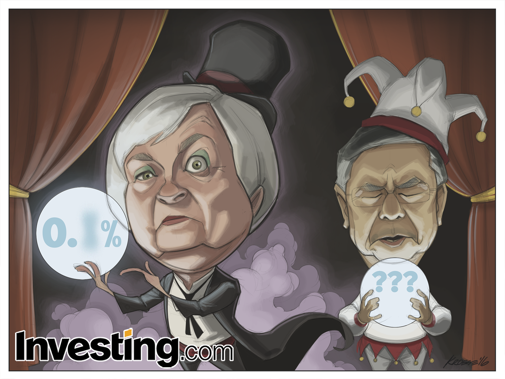 Financial comic for Investing.com featuring Janet Yellen.