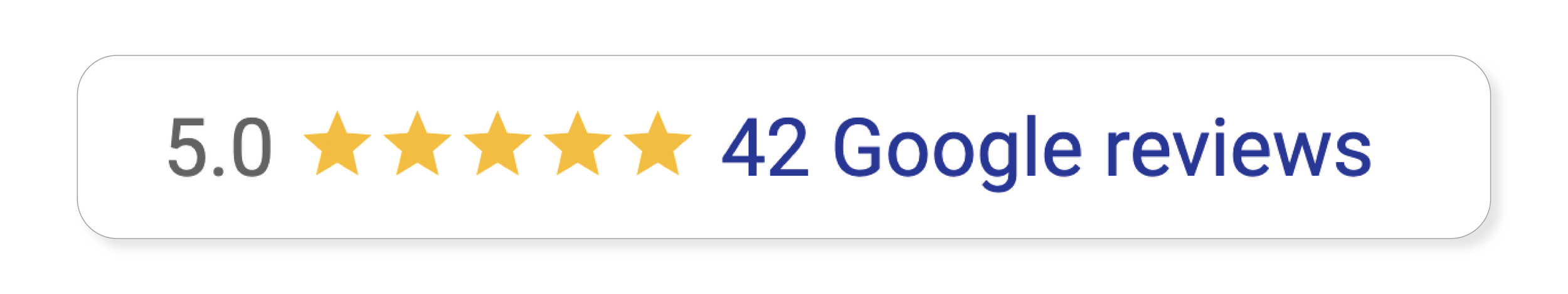 Rating badge showing 5-star rating from 42 Google reviews