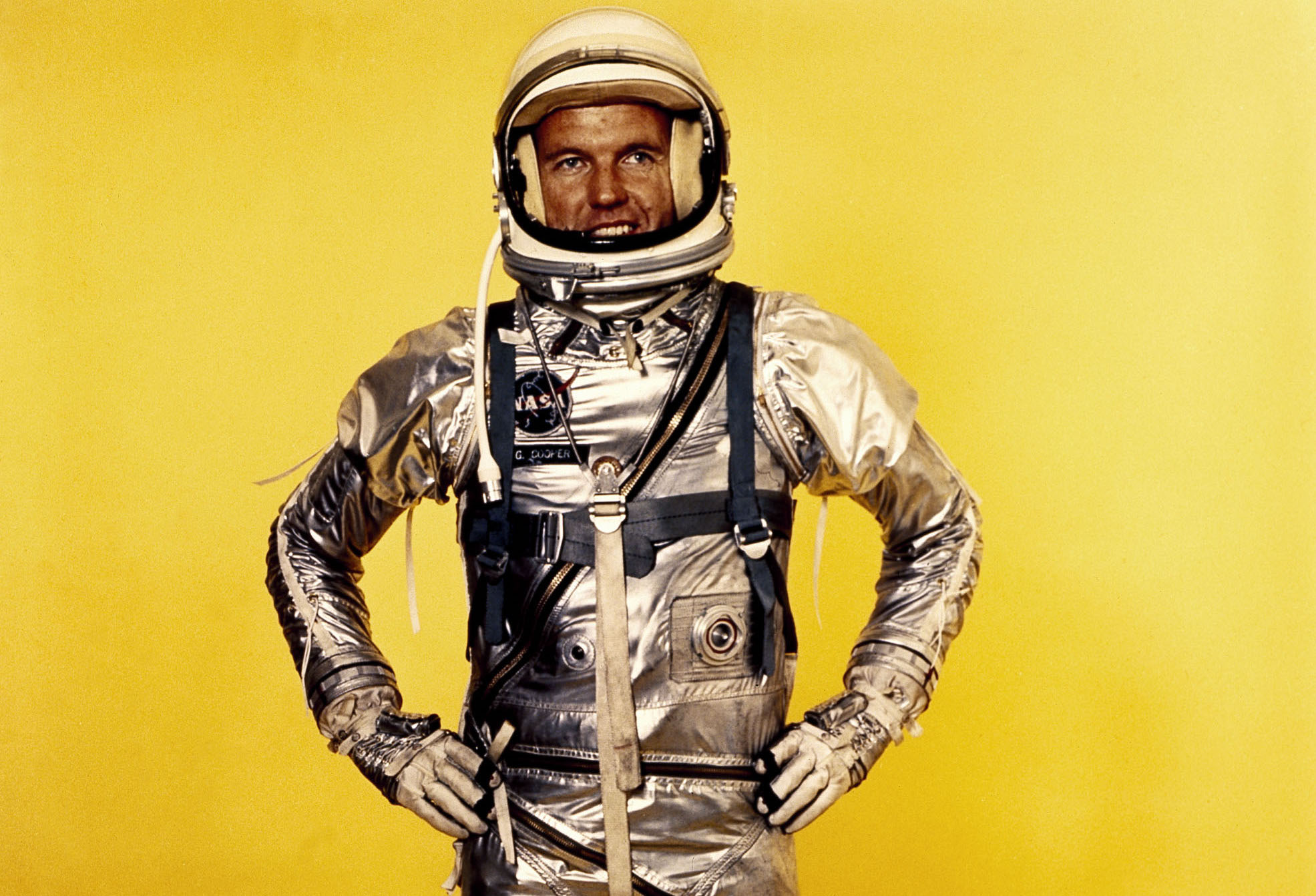 Astronaut Gordon Cooper in his Mercury Pressure Suit. Image Credit: NASA