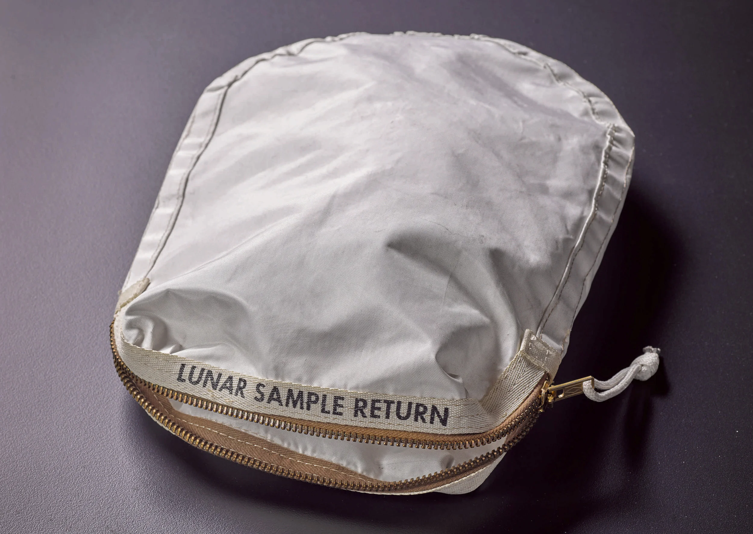 The original Lunar Sample Return bag used by Neil Armstrong on the Apollo 11 Moon Landing.