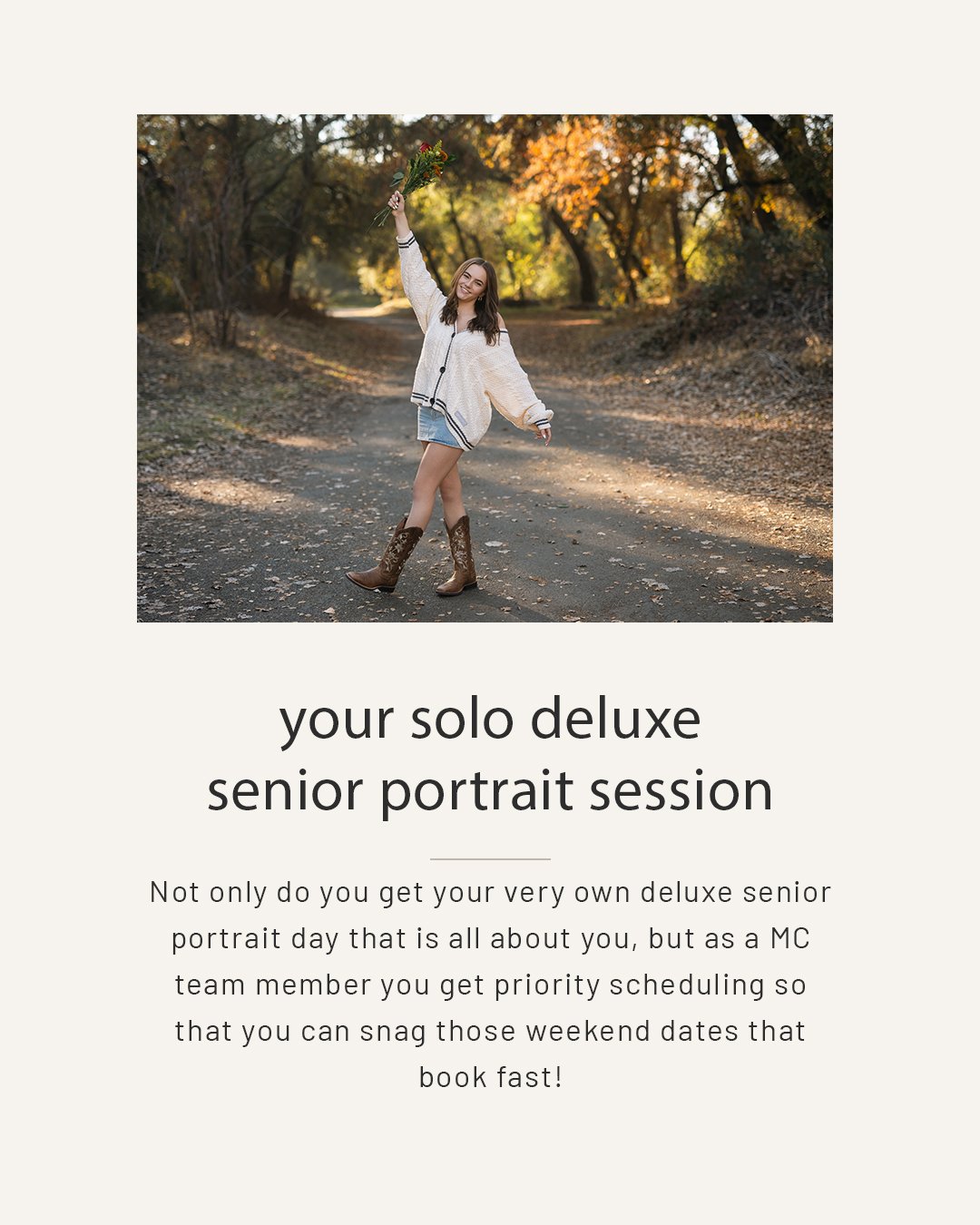 Joining a senior model team also includes your very own senior portrait session