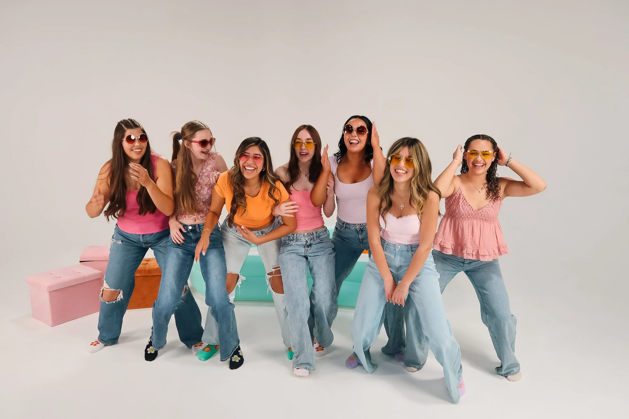MC Senior Model Team posing laughing during a group photoshoot