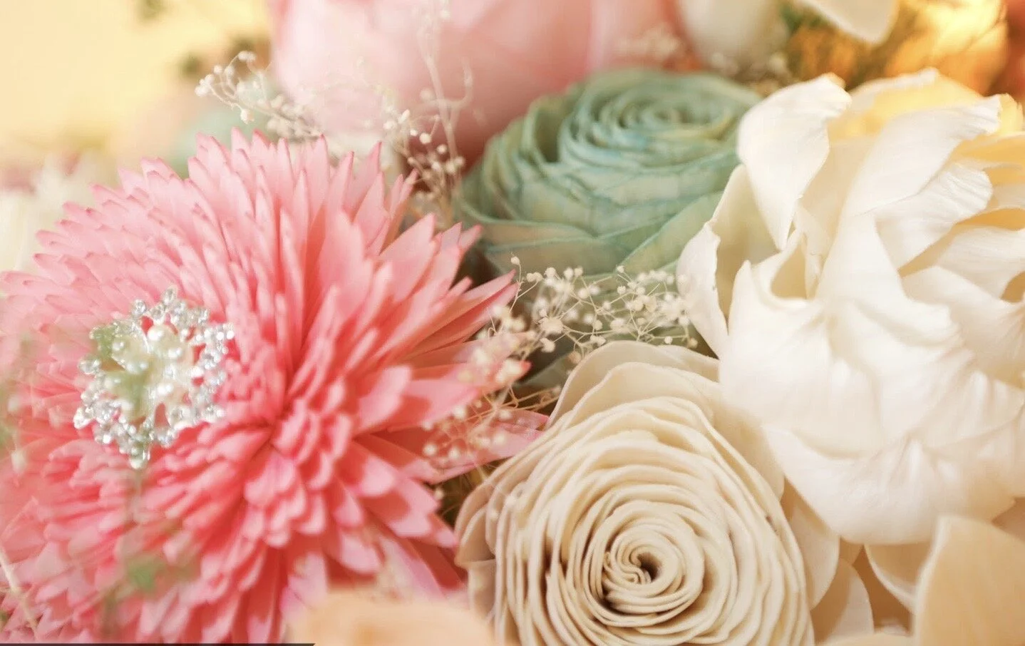 wooden flowers-peonies-wedding bouquet