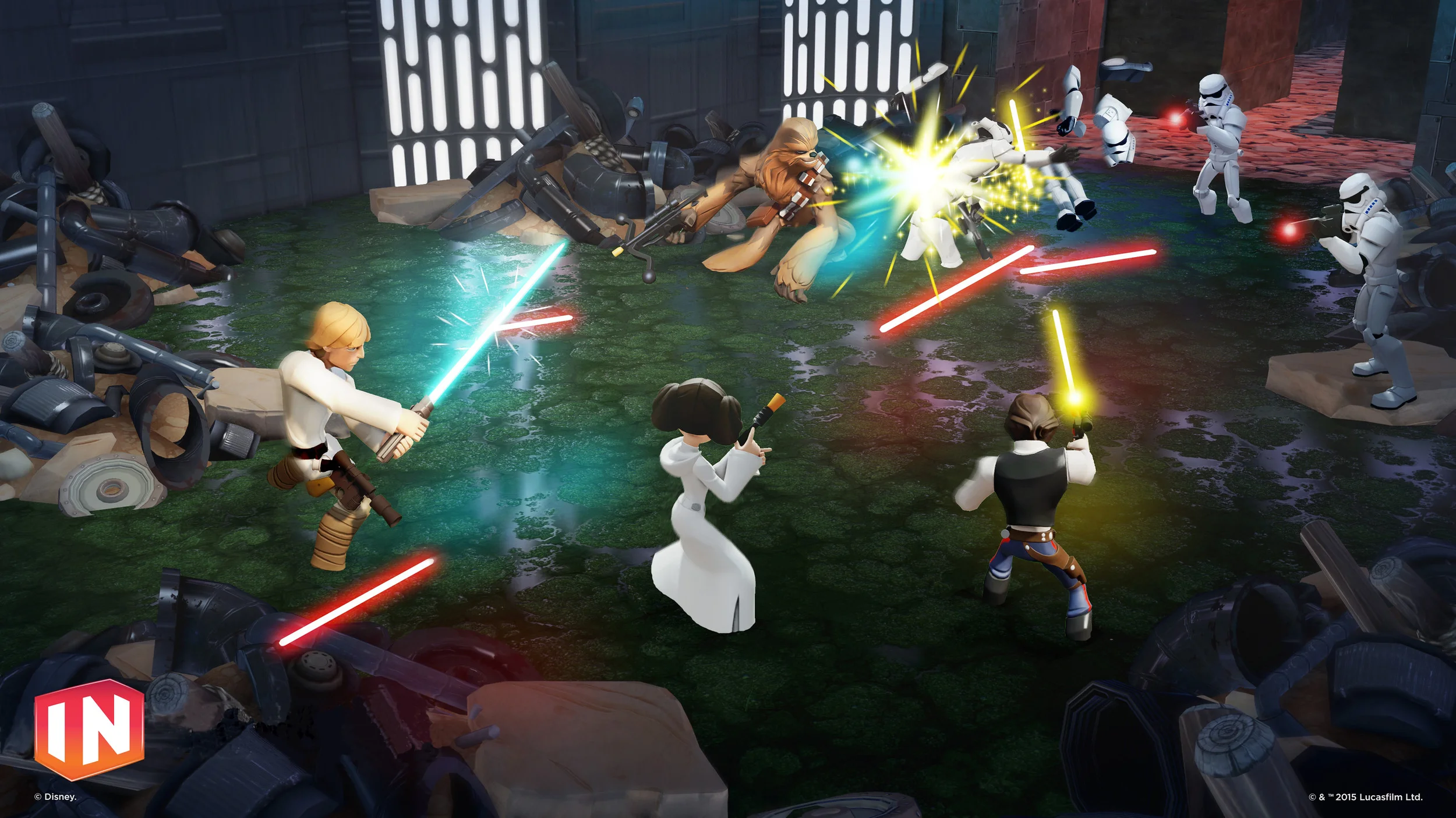  I created 2-D top down layouts for all of the stages including a Star Wars Death Star level. One of the coolest things about Toy box Takeover was any of the characters could be used - It was surreal to see Tinkerbell running around the Death Star ba