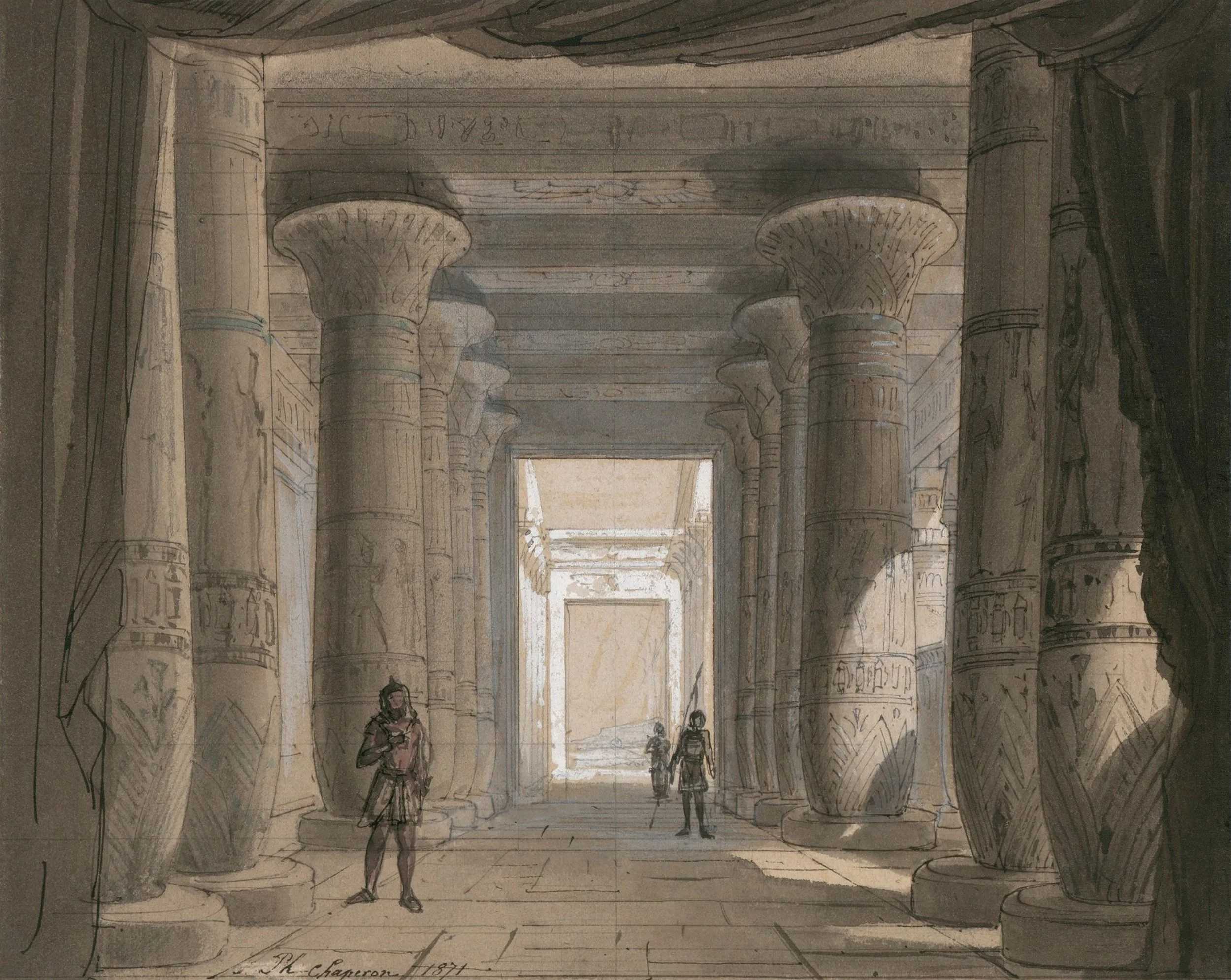 Sketches of Aida opera sets — inspiration for the design of Fidenza