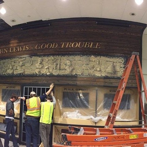 More on the John Lewis wall at Hartsfield Jackso airport. 
#hartsfieldjackson #johnlewis #millwork #goodtrouble #install #remodel #TKC #atlairport #atl