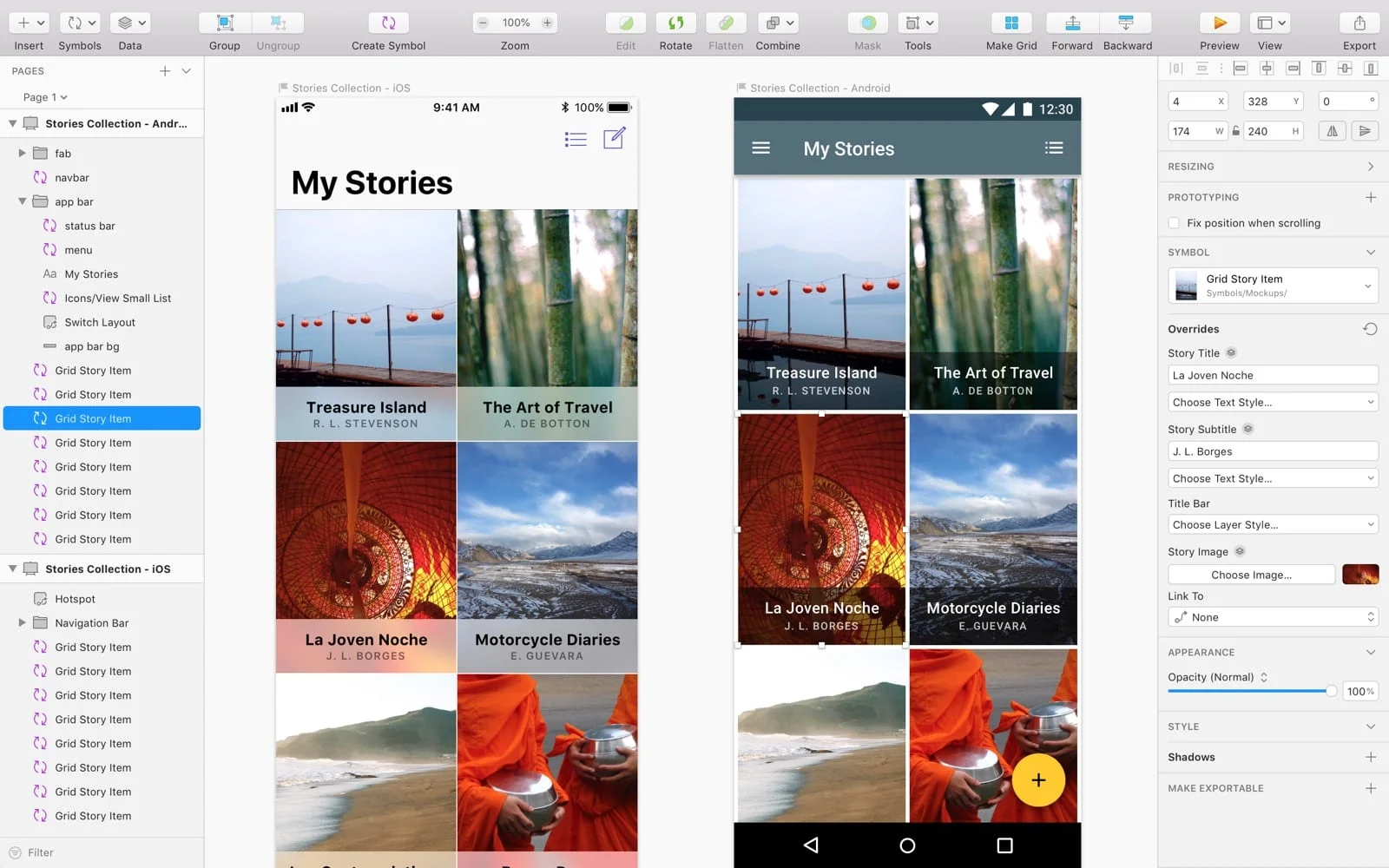 Choose between iOS or Android workflows and projects, while working on visual design.