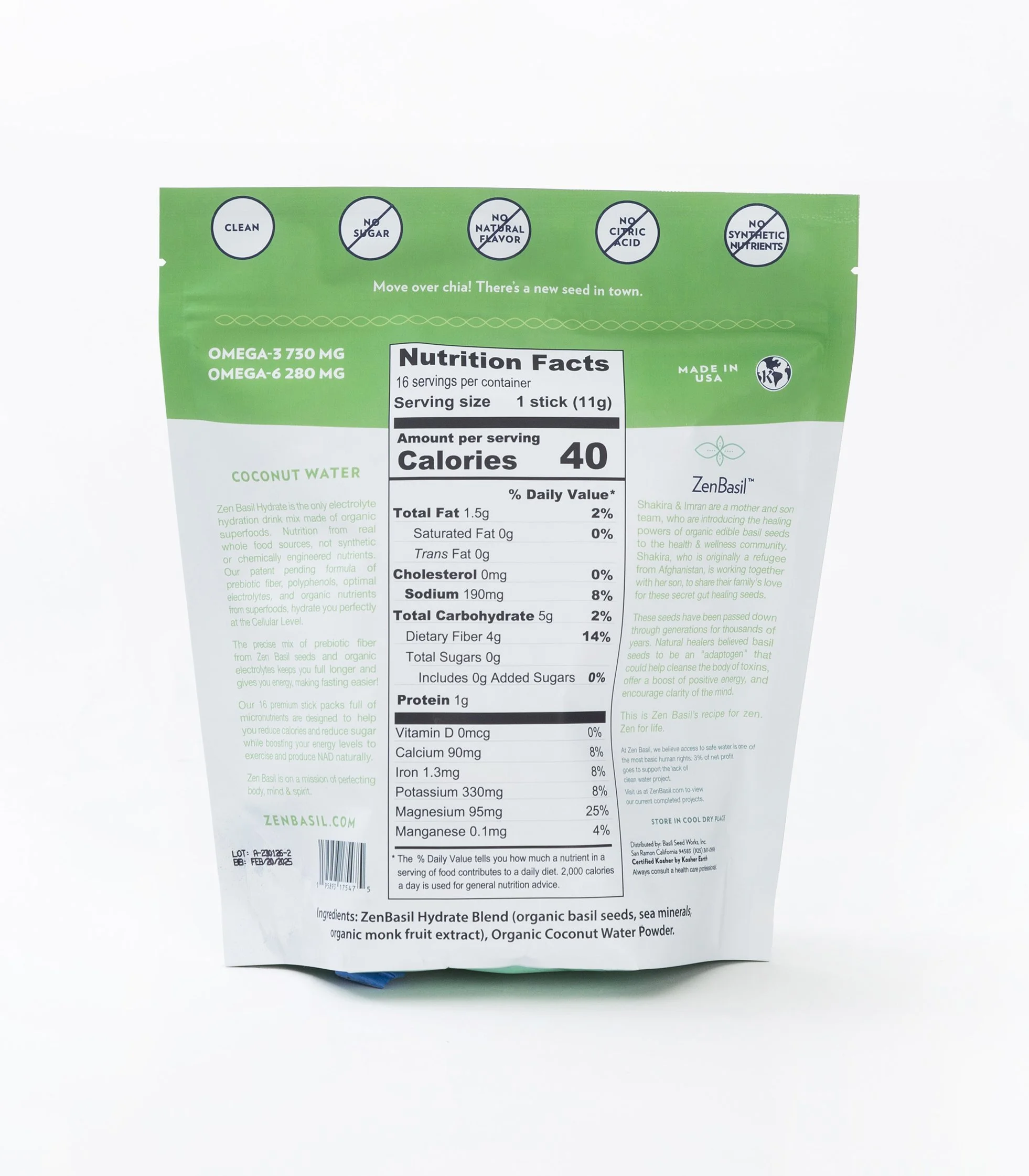 coconut water hydrate — Zen Basil Organic Basil Seeds High Fiber