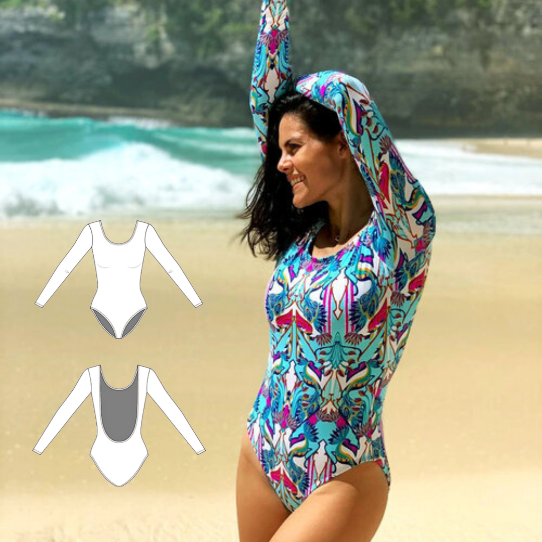 high leg long sleeve swimsuit