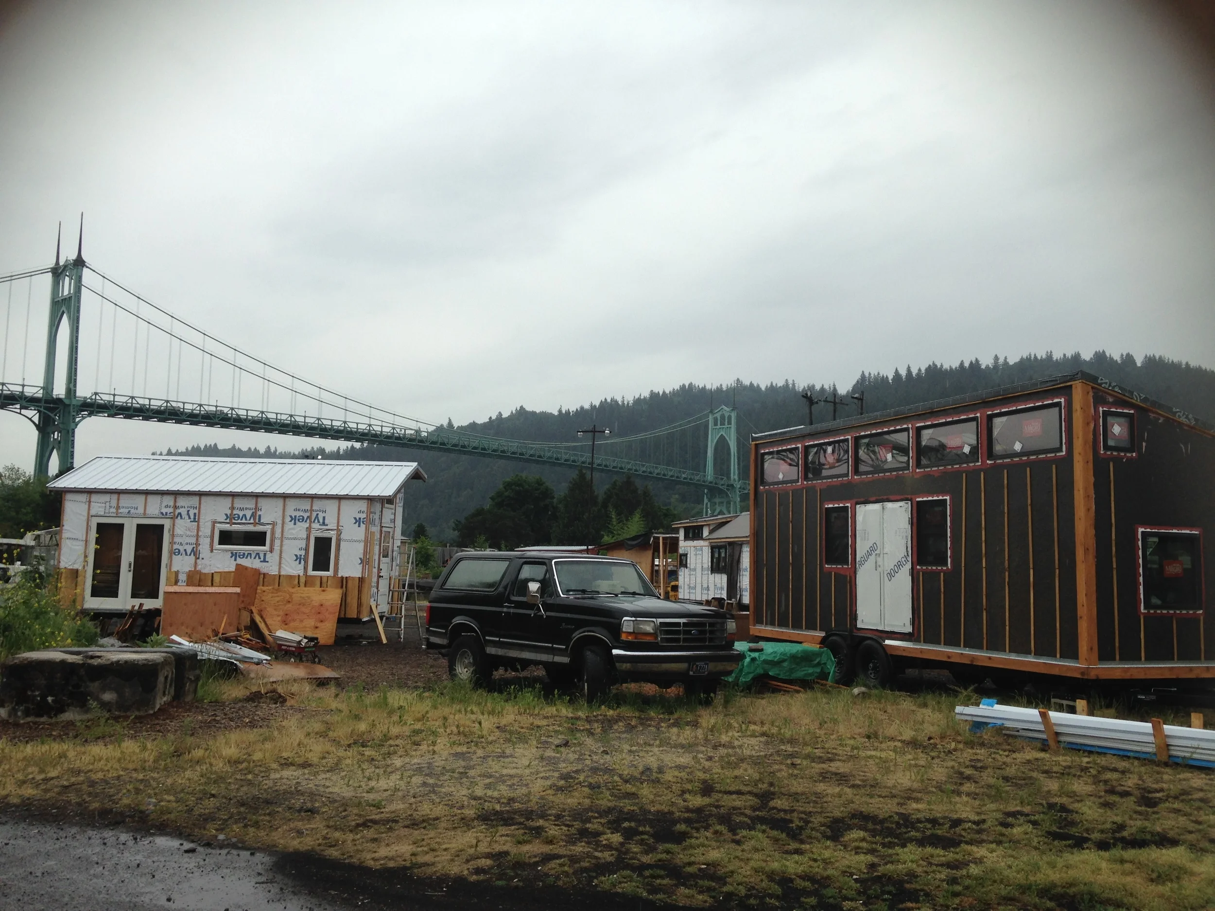 T42 is in its new spot now in the central tiny house pod at Green Anchors