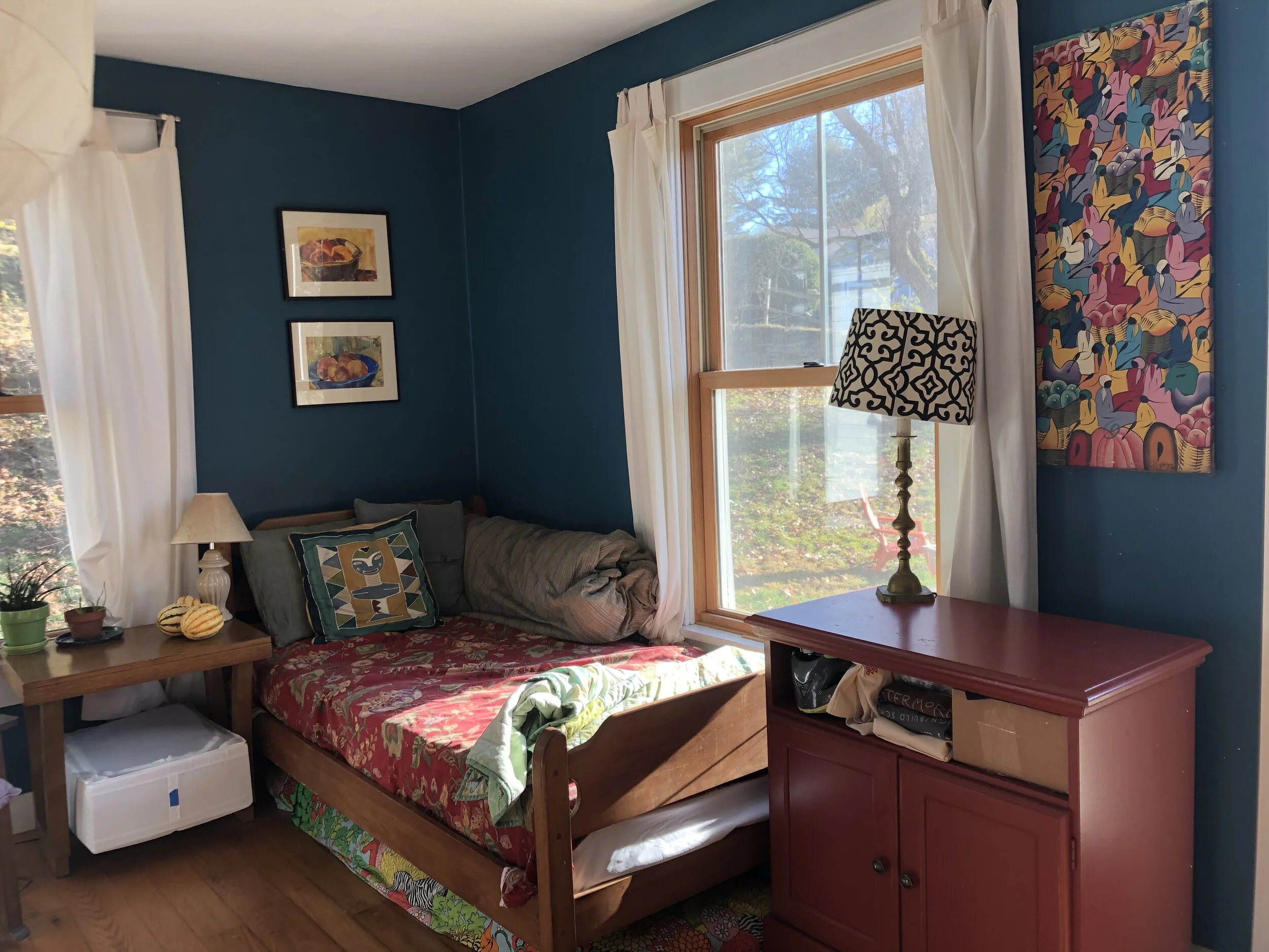 Here’s the “great room” of the apartment where I landed here in Brattleboro.