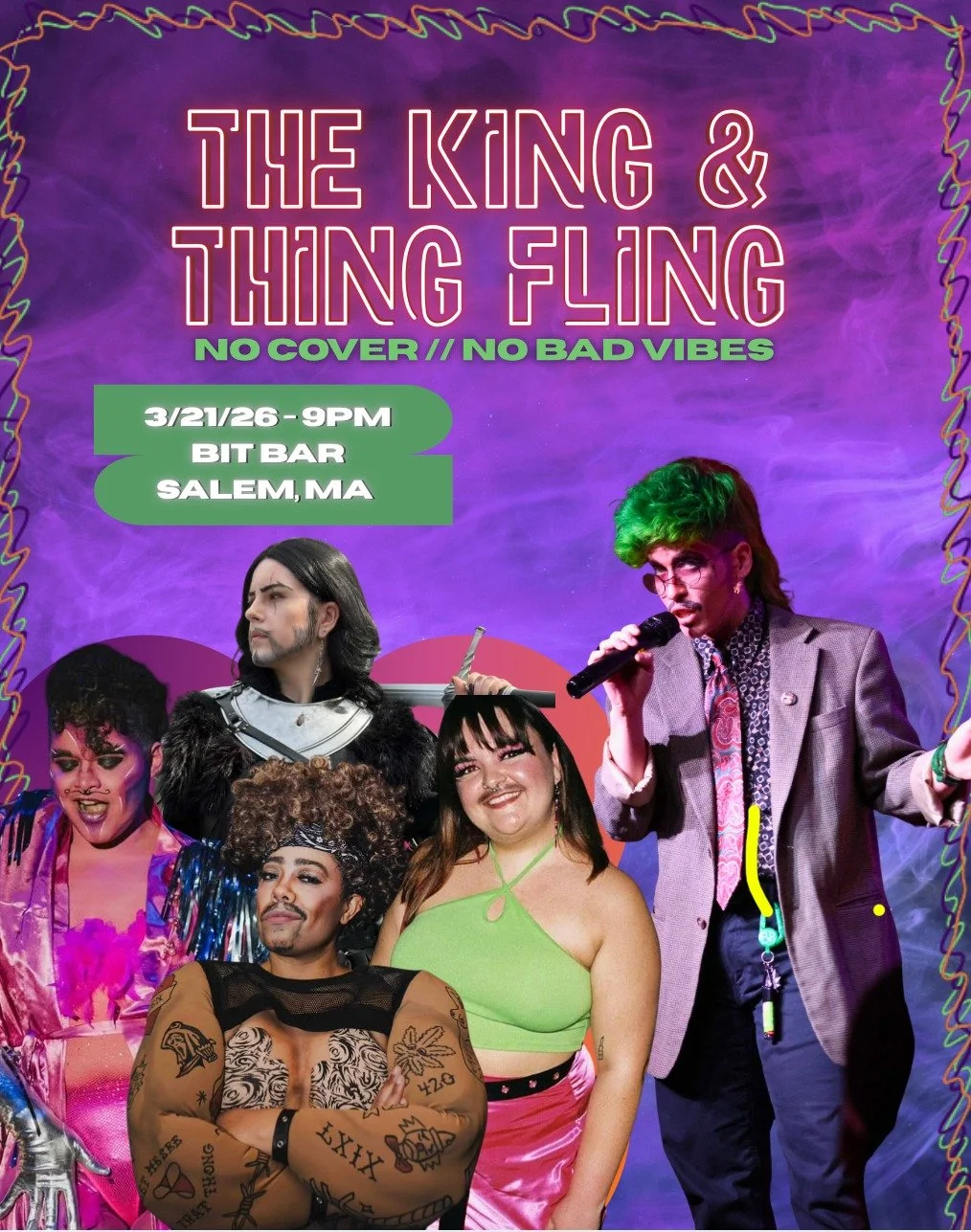 Don't miss the King and Thing Fling hosted by Buster Pants this Saturday at 9pm. 

Come out, get loud, and celebrate all things drag and pure chaos on stage. 

Don't miss it! 

Free 21+
