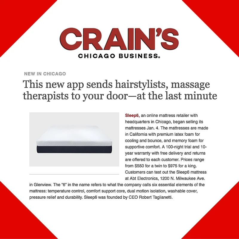 January 14, 2016 - Crain's Placement for Sleep6