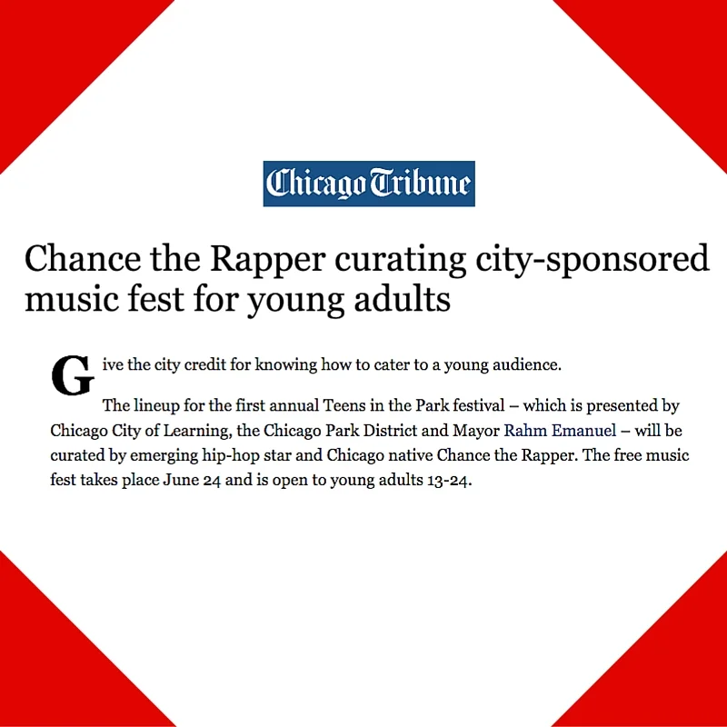 June 10, 2016 - Chicago Tribune Placement for Teens in the Park