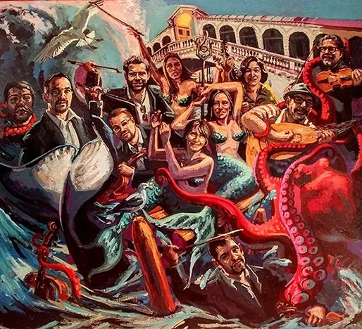La ballata dei musicisti e il polipo

 

 2021, Oil on linen, 50 x 65 cm  Collection of L'opera Stravagante. Venice, Italy 